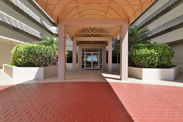 property entrance with french doors