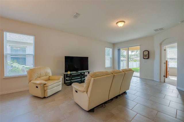 view of tiled living room