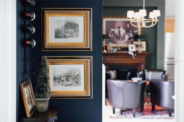 room details with a notable chandelier