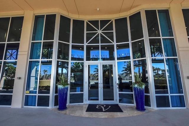 doorway to property featuring french doors