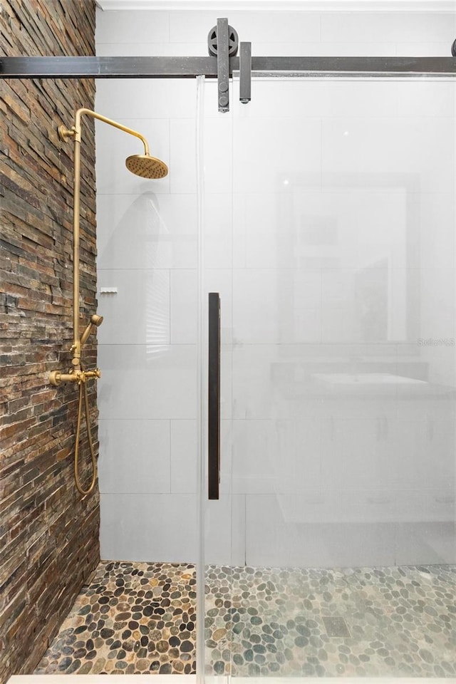 bathroom featuring walk in shower