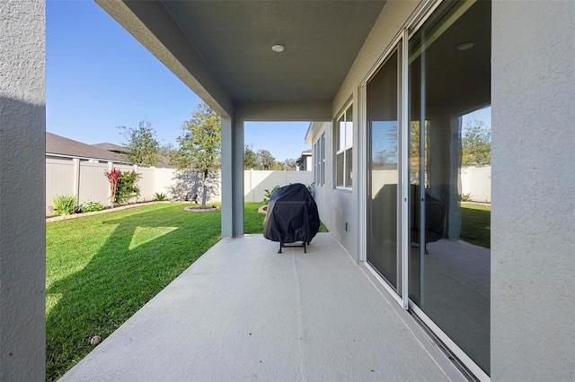 view of patio with area for grilling