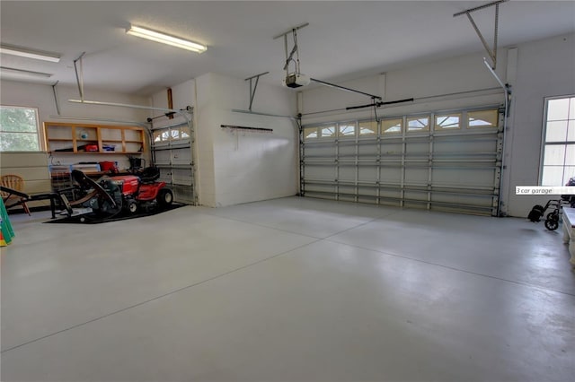 garage with a garage door opener