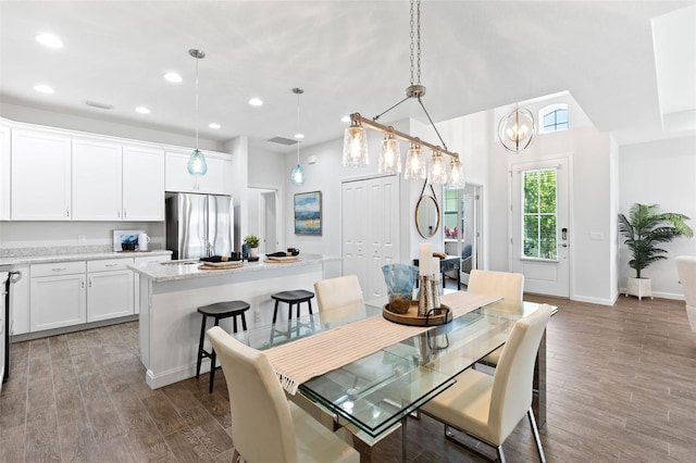 dining area featuring light hardwood / wood-style flooring