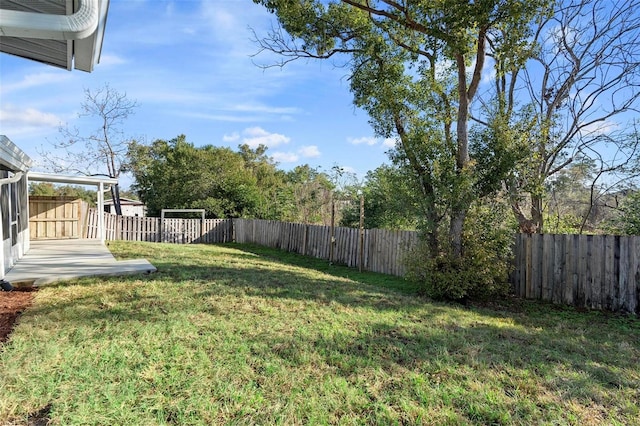 view of yard featuring a fenced backyard