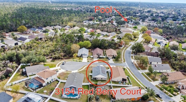 bird's eye view with a residential view