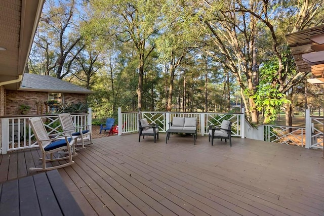 deck featuring an outdoor living space