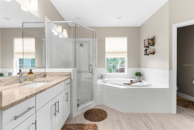 32924 Estate Garden Dr, Wesley Chapel, FL 33545 - full bath with a garden tub, vanity, and a shower stall