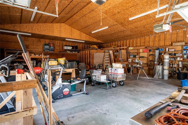 garage with a garage door opener