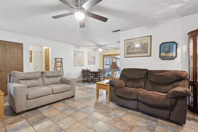 living area with visible vents