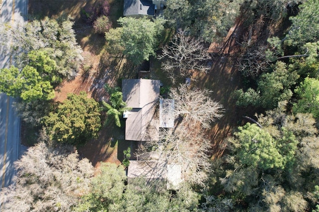 drone / aerial view with a forest view