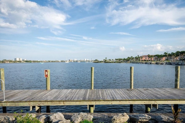 dock area featuring a water view