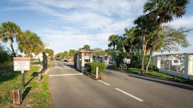 view of street featuring a gate