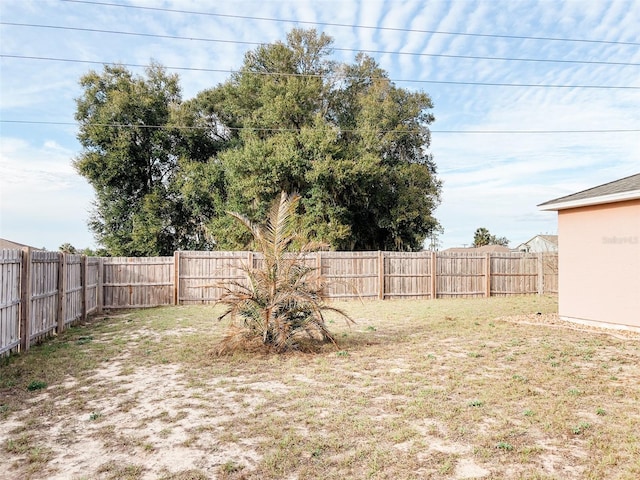 view of yard featuring a fenced backyard