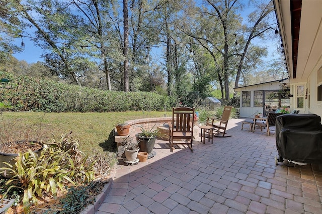 view of patio with grilling area