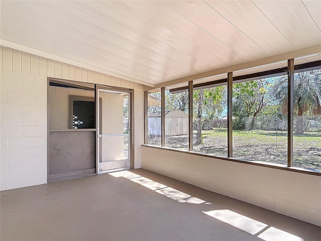 view of unfurnished sunroom