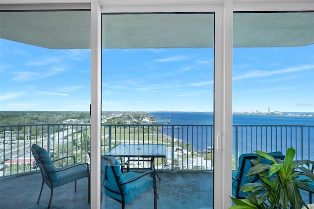 balcony with a water view