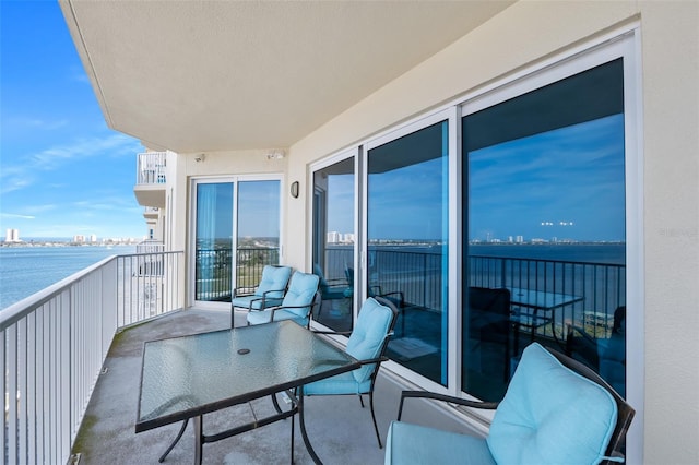 balcony with a water view