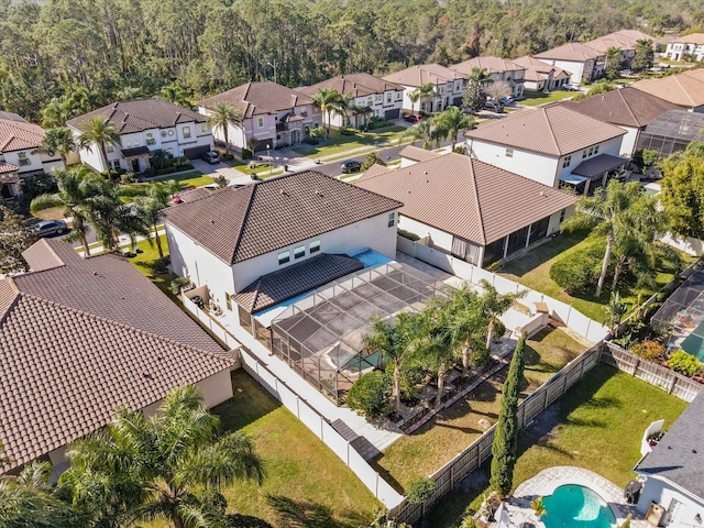 aerial view with a residential view