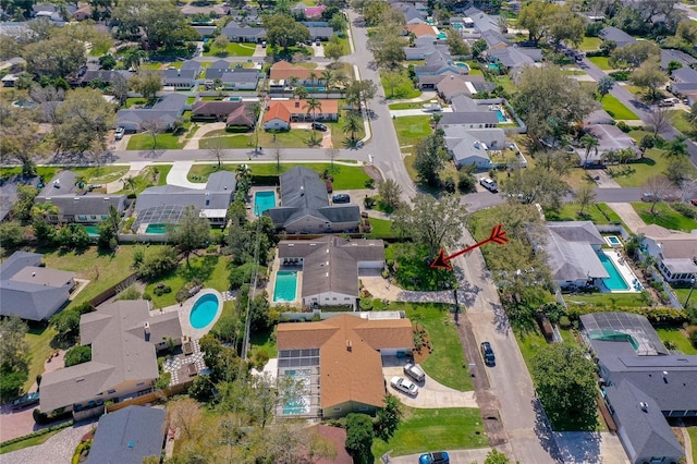 bird's eye view with a residential view