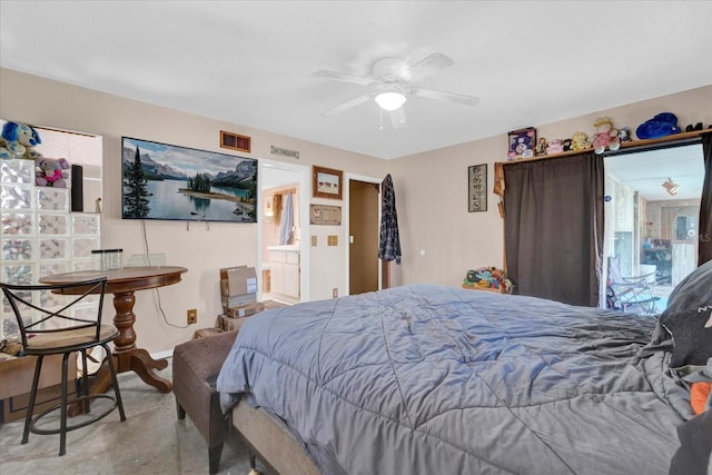 bedroom featuring visible vents