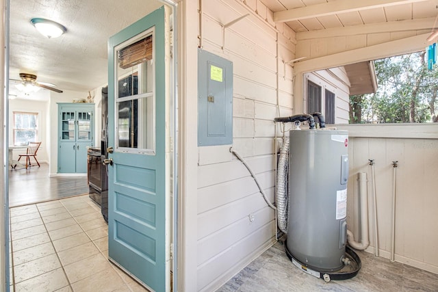 utilities with water heater and electric panel