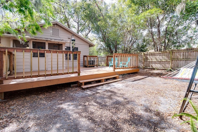 deck featuring fence