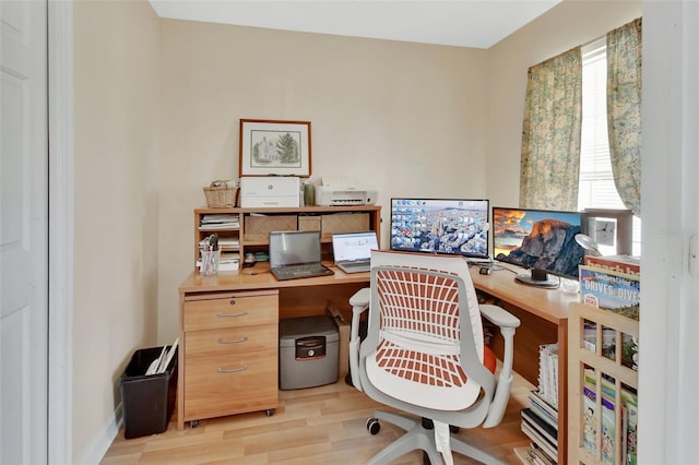 office area featuring wood finished floors