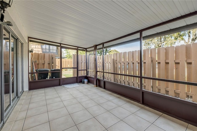 view of unfurnished sunroom