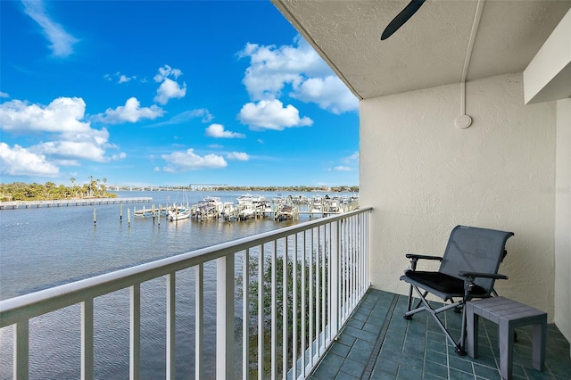 balcony with a water view