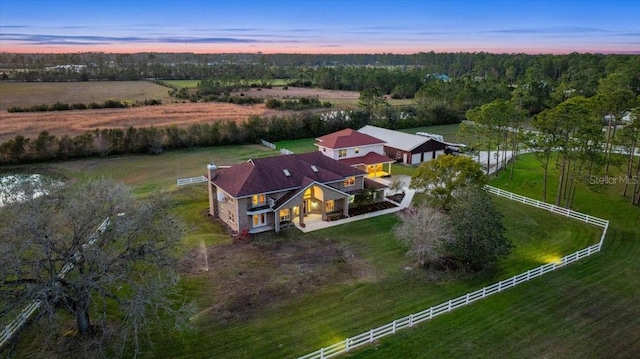 bird's eye view with a rural view