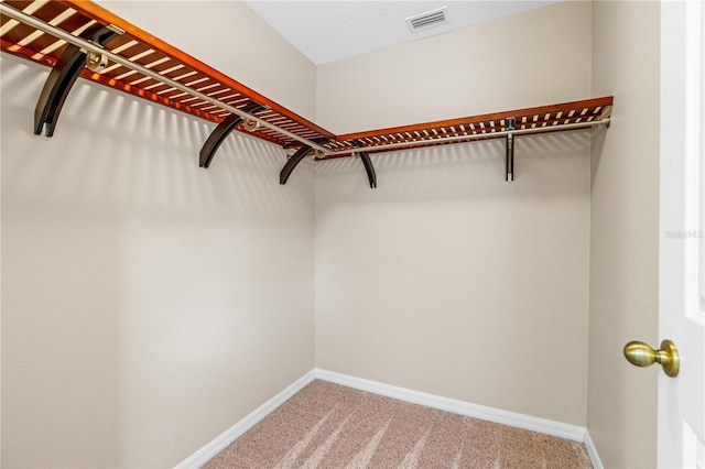 spacious closet with carpet flooring and visible vents