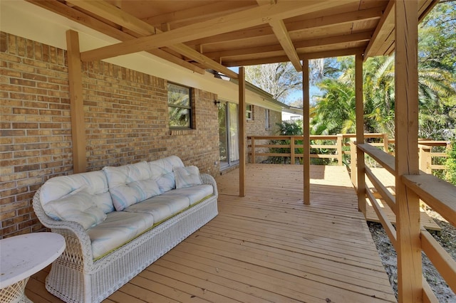 deck featuring an outdoor living space