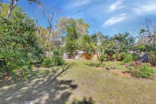 view of yard with a fenced backyard