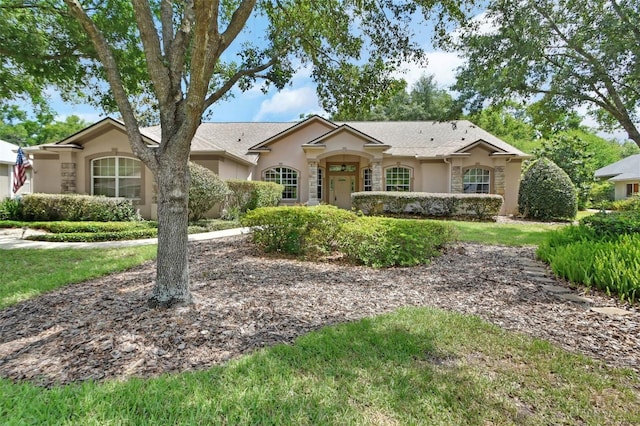 ranch-style house with stucco siding