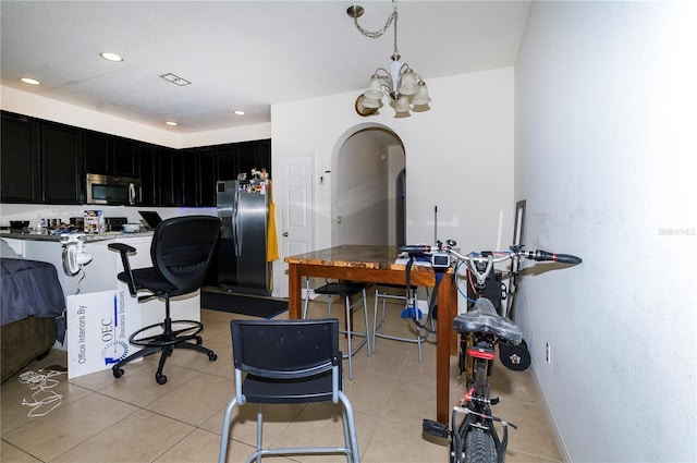 office space with recessed lighting, visible vents, and light tile patterned floors