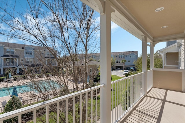 balcony featuring a residential view