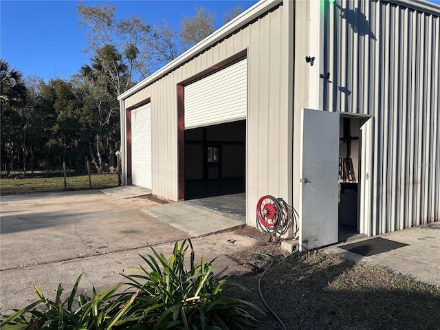 view of detached garage