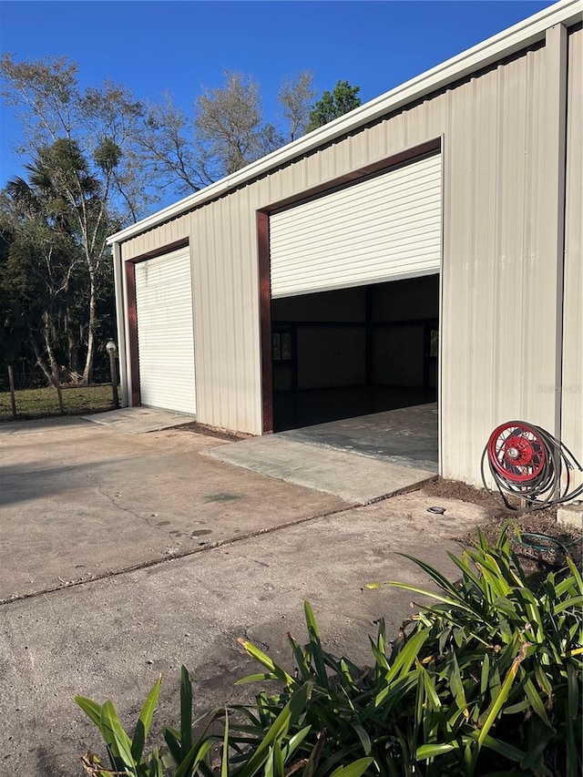 view of detached garage