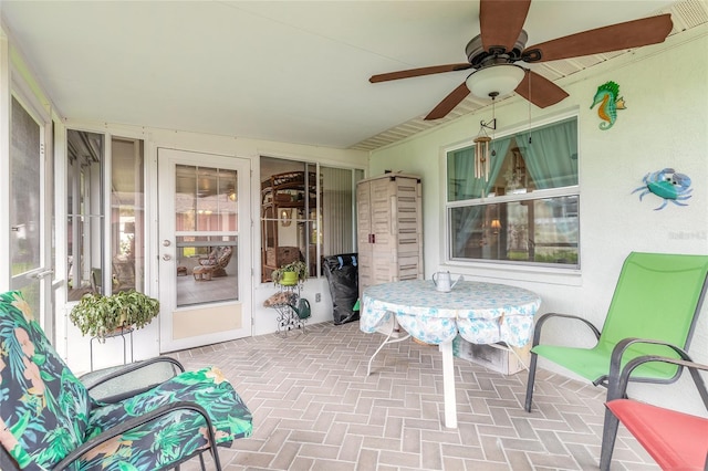 view of patio / terrace with a ceiling fan