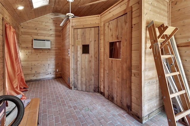 view of horse barn featuring a wall mounted air conditioner