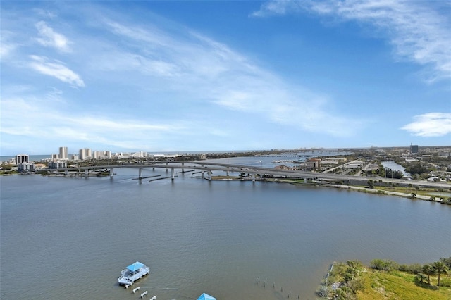 water view with a city view