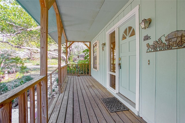 wooden terrace with covered porch