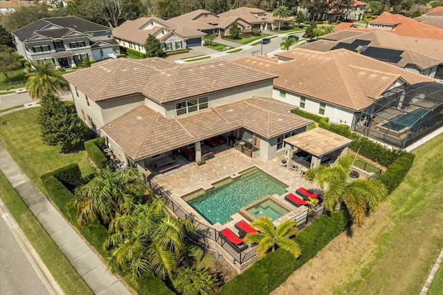 aerial view with a residential view