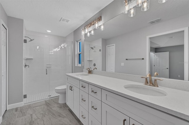 1329 N Old Mill Dr, Deltona, FL 32725 - full bath featuring visible vents, a stall shower, a sink, toilet, and marble finish floor
