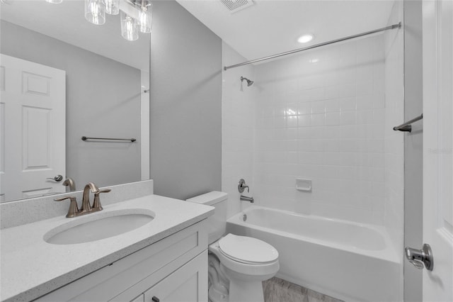 1329 N Old Mill Dr, Deltona, FL 32725 - full bath featuring visible vents, tub / shower combination, toilet, and vanity