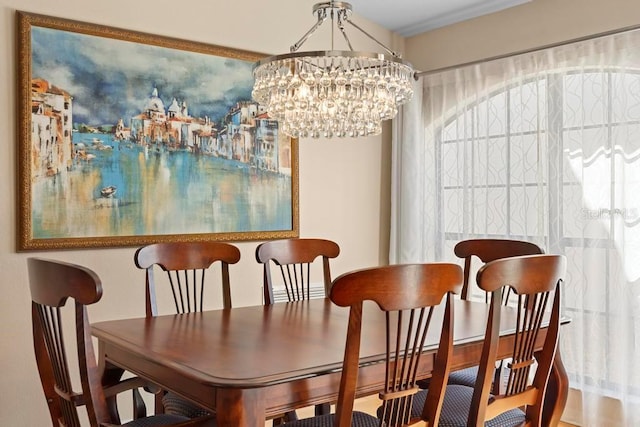 dining room featuring a chandelier