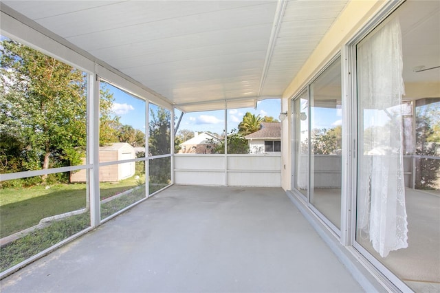 view of unfurnished sunroom