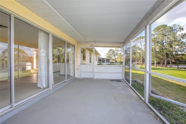 view of unfurnished sunroom