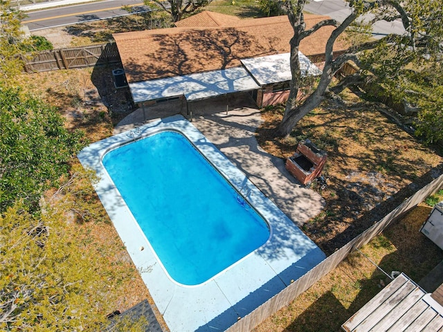 view of pool featuring a fenced backyard and a fenced in pool